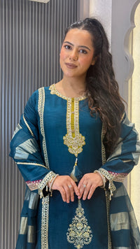 Premium Silk Suit Set with Sequin Handwork