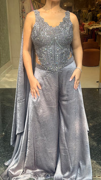 Designer Indo-Western Set with Handwork Mirror & Cutdana Blouse