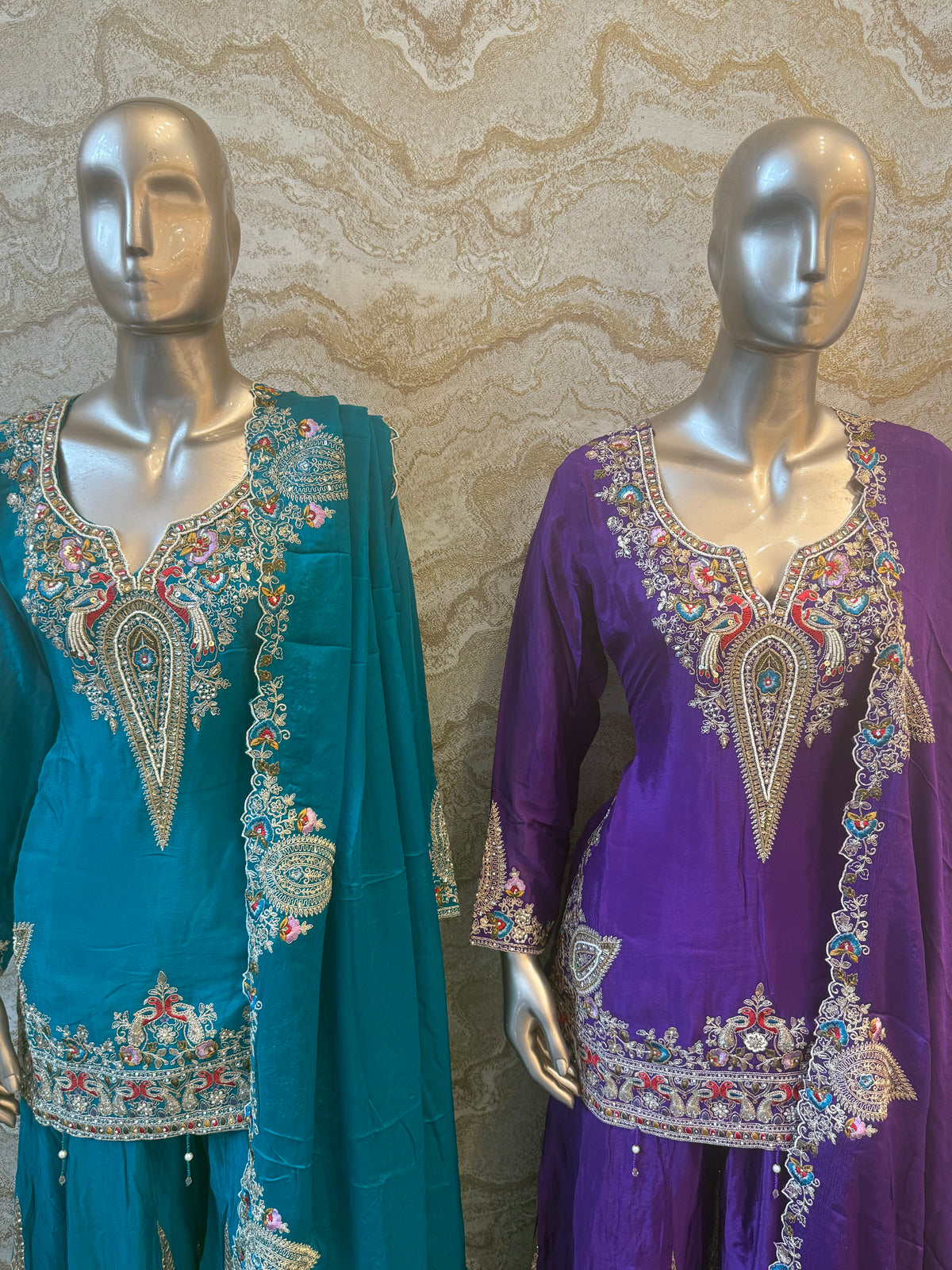 Designer Suit with Dori Work, Sequin & Thread Embroidery