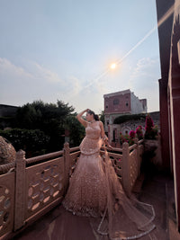 Fish-Cut Lehenga with Beads, Pearls & Sequin Work | Designer Lehenga