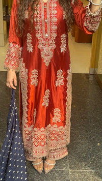 Beads & Thread Embroidered Dupion Silk Suit Set | Festive & Wedding Wear | Size Up to 46