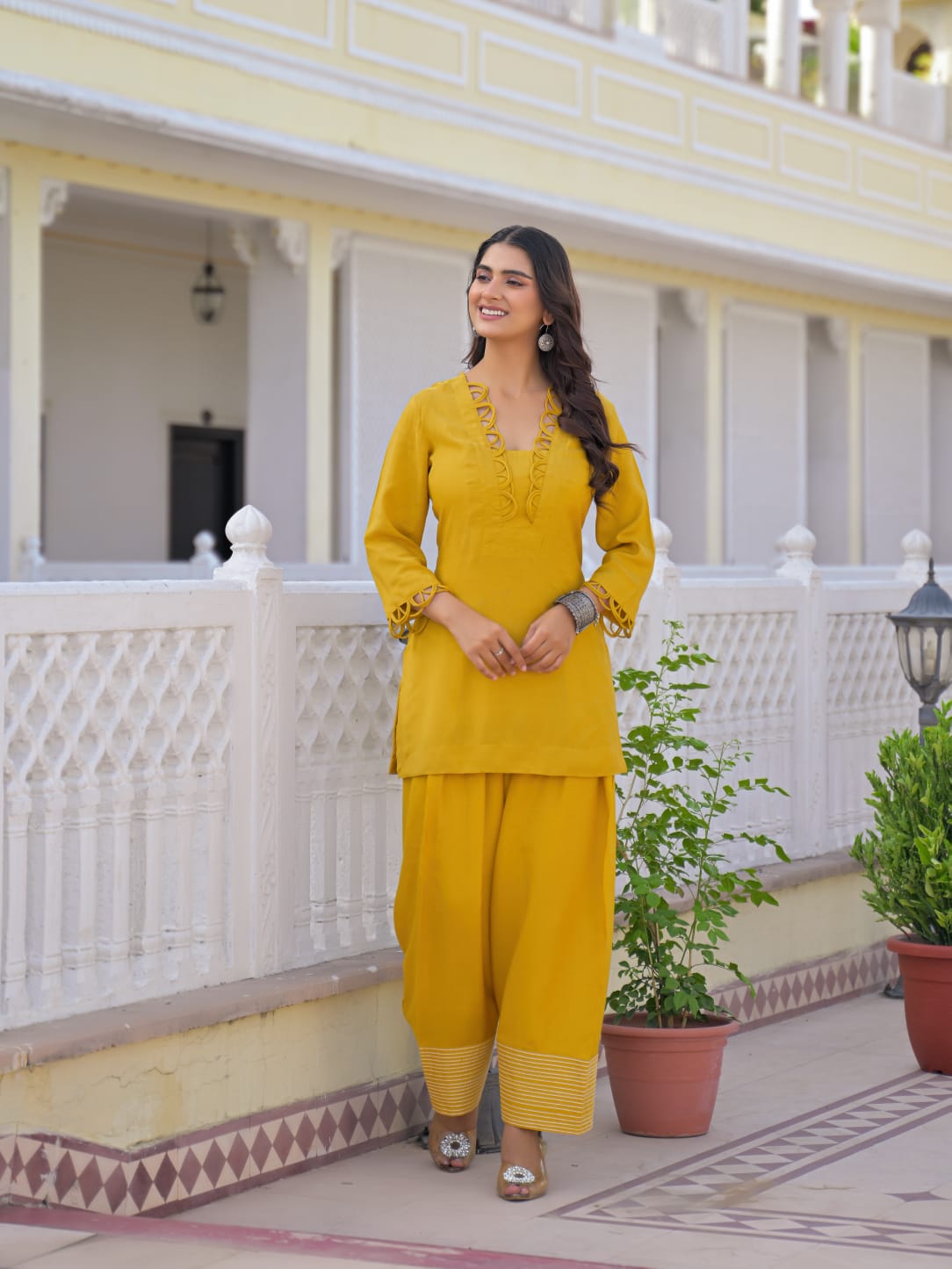 Rayon Cotton Farshi Salwar Coord Set with Lace Work