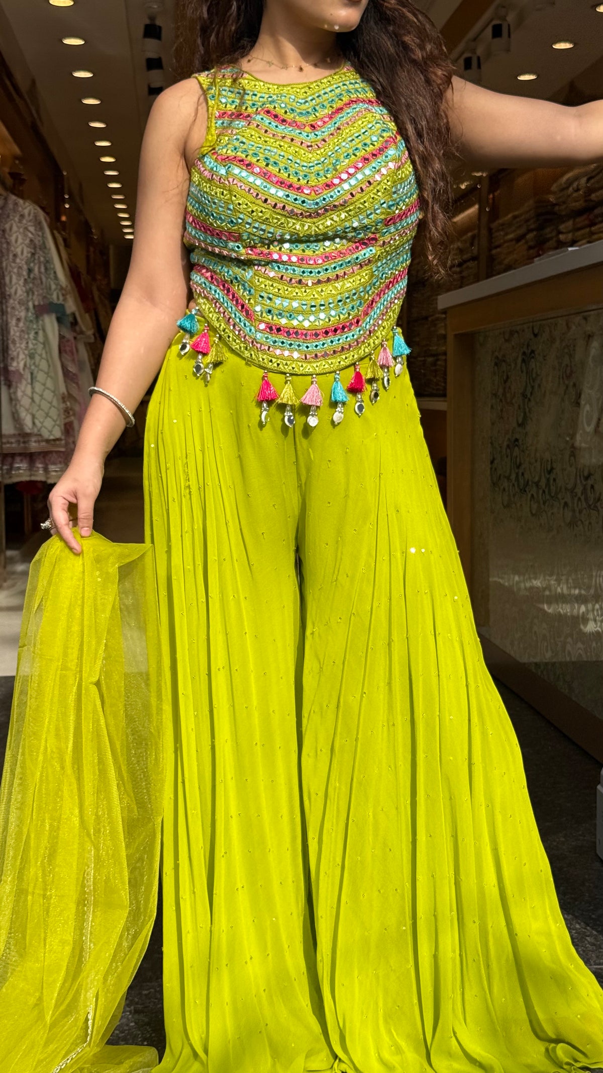 Mirror Work Corset with Georgette Palazzo Indo-Western Set