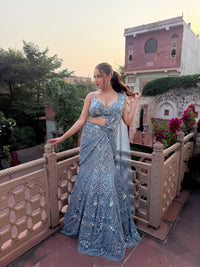 Sequin & Cutdana Handwork Fish-Cut Lehenga