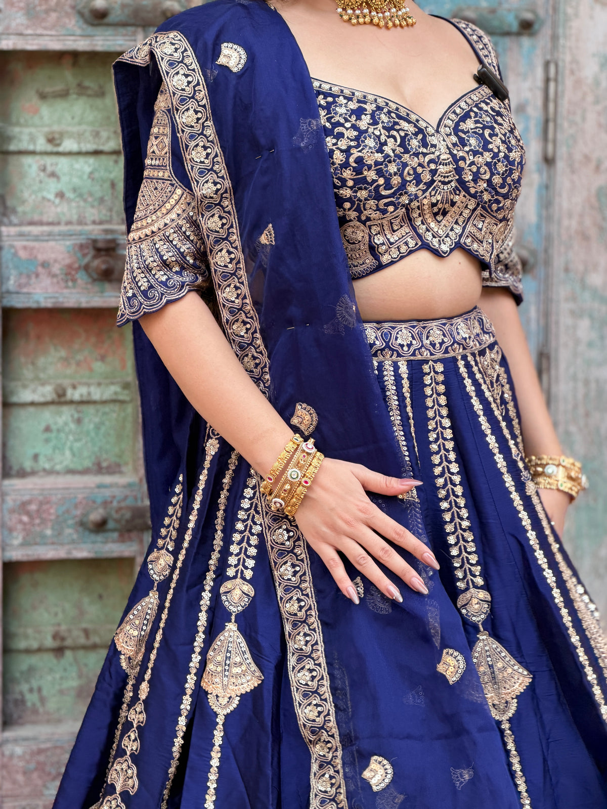 Tafta silk fabric | sequence and dori work