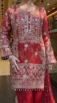 Designer Georgette Suit Set with Handwork Cutdana, Sequins & Pearl Embellishments