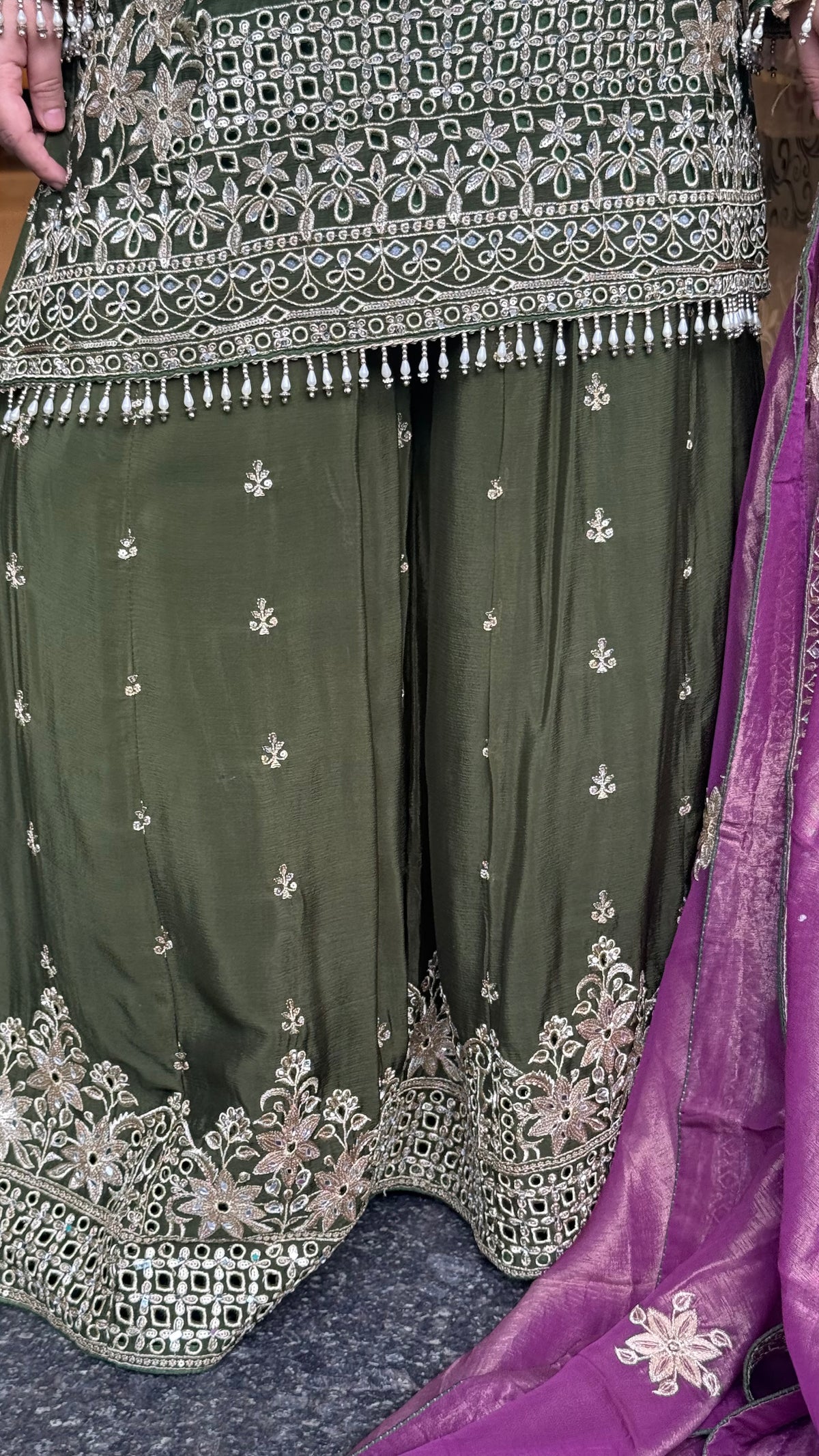 Women’s Chinon Fabric Suit Set | Zari Work & Cutwork | Premium Ethnic Wear | Sizes Up to 46