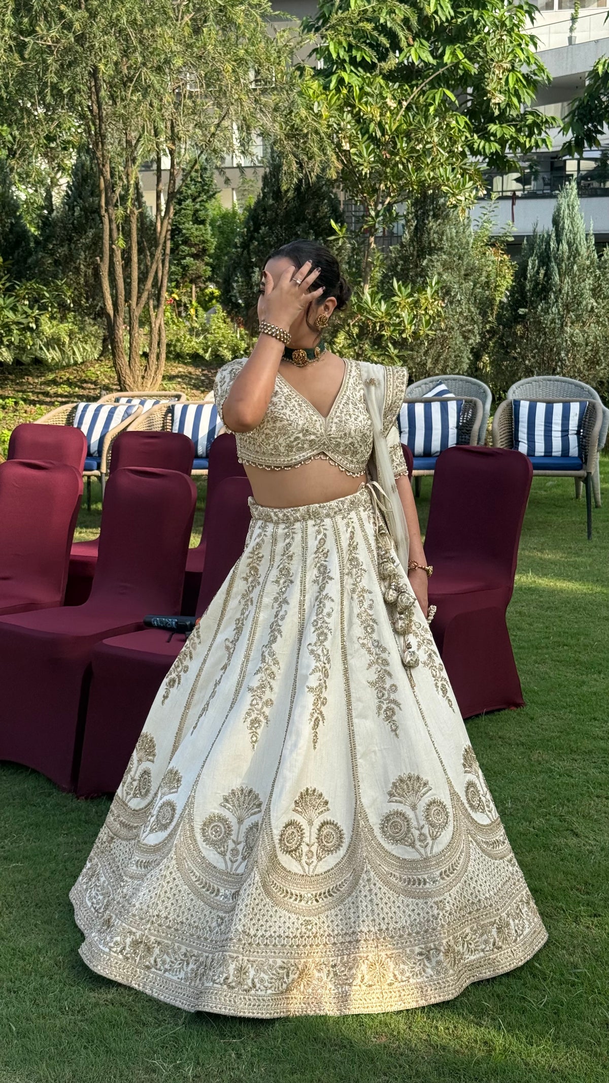 Pure Silk Handwork Lehenga with Embellished Blouse