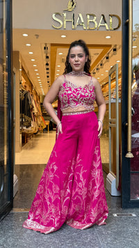 Elegant Organza Indo-Western Set with Badla Work Blouse & Banarasi Weaving Bottom