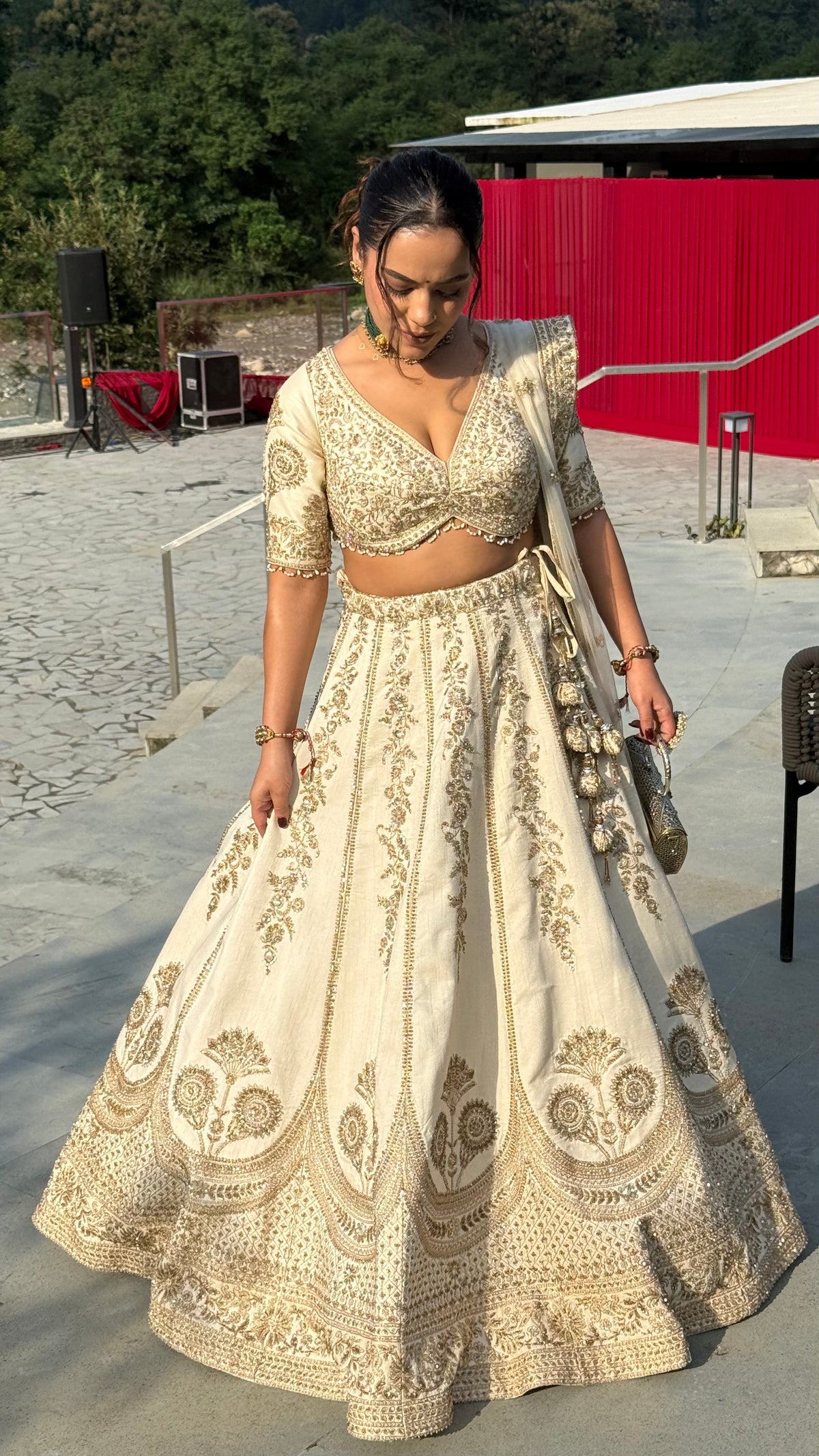 Pure Silk Handwork Lehenga with Embellished Blouse