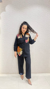 Linen Thread Embroidery Co-ord Set