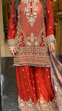 Women’s Chinon Fabric Suit Set | Zari Work & Cutwork | Premium Ethnic Wear | Sizes Up to 46