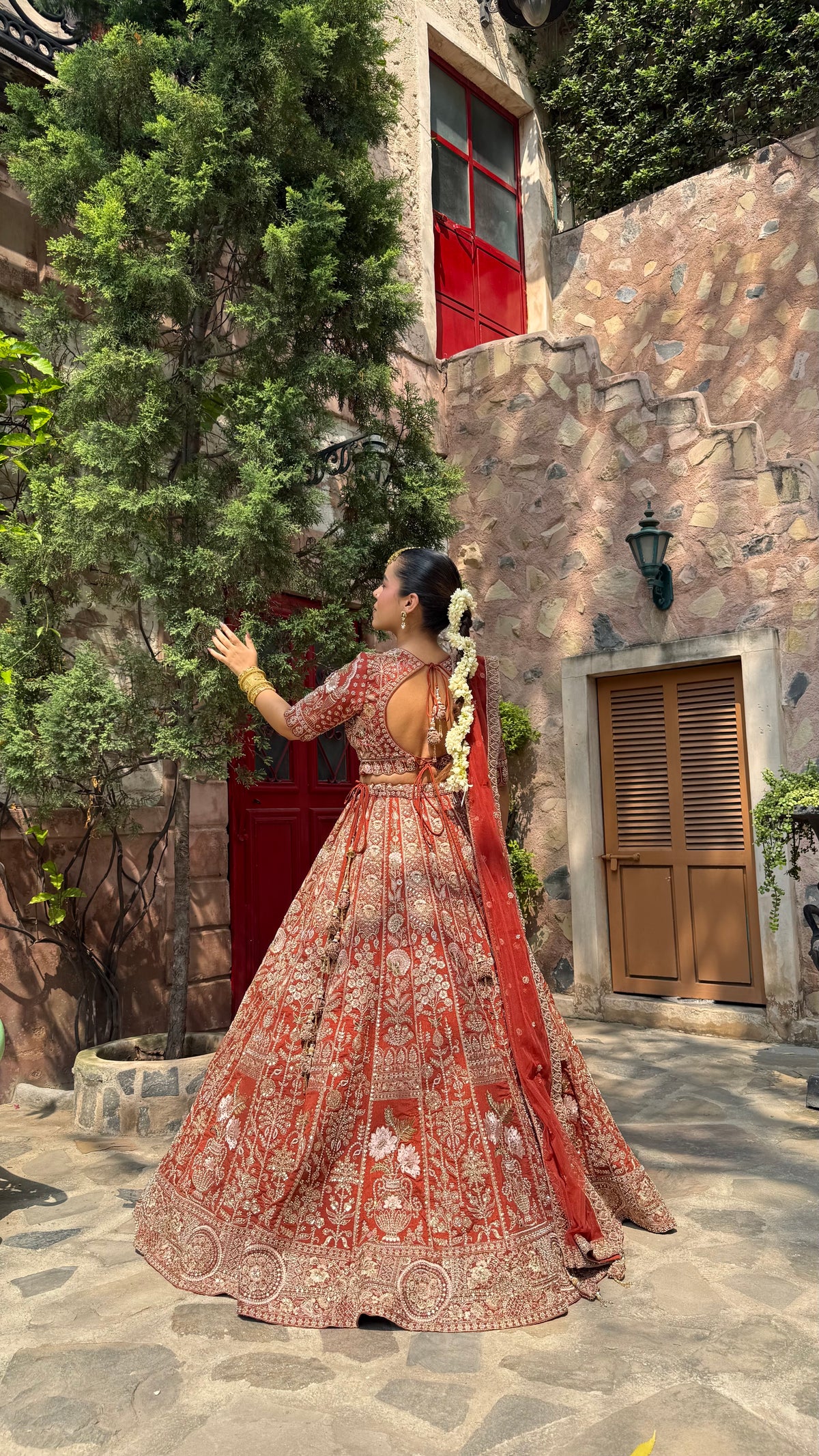 Pure Raw Silk Dori & Thread Embroidered Lehenga with Pearl, Sequin & Stone Detailing