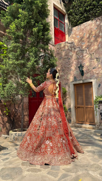 Pure Raw Silk Dori & Thread Embroidered Lehenga with Pearl, Sequin & Stone Detailing