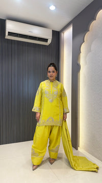 Shimmer Suit Set with Farshi Salwar & Zari Work