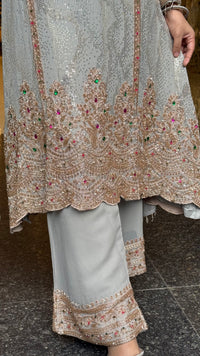 Designer Georgette Suit Set with Sequin Shirt & Multicolor Stone Beads Work