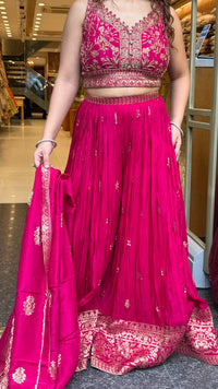 Silk Indo-Western Set with Dabka, Pearl & Stone Work Blouse and Banarasi Weaving Bottom