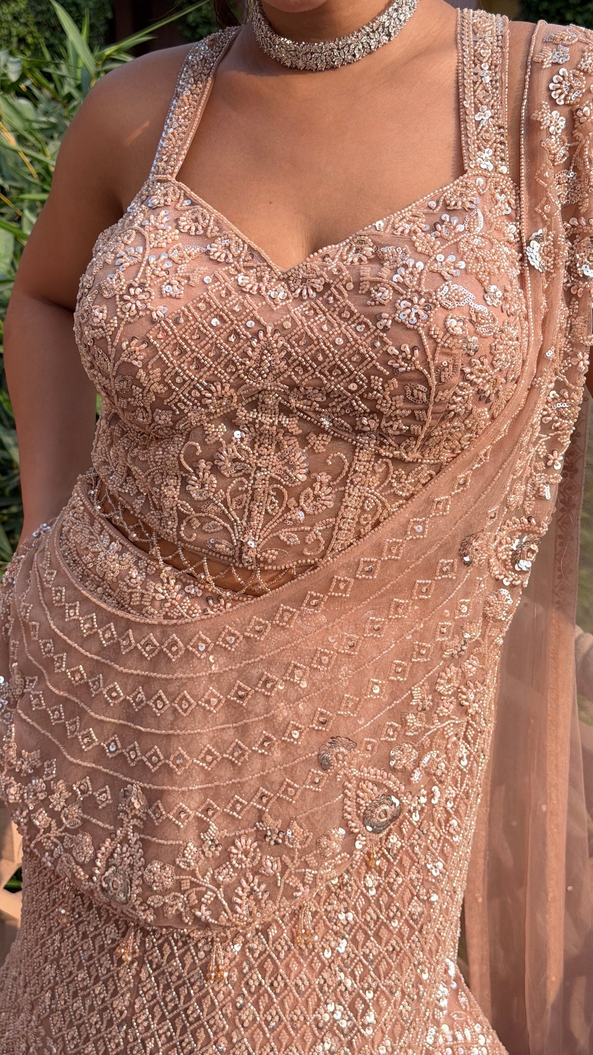 Fish-Cut Lehenga with Beads, Pearls & Sequin Work | Designer Lehenga