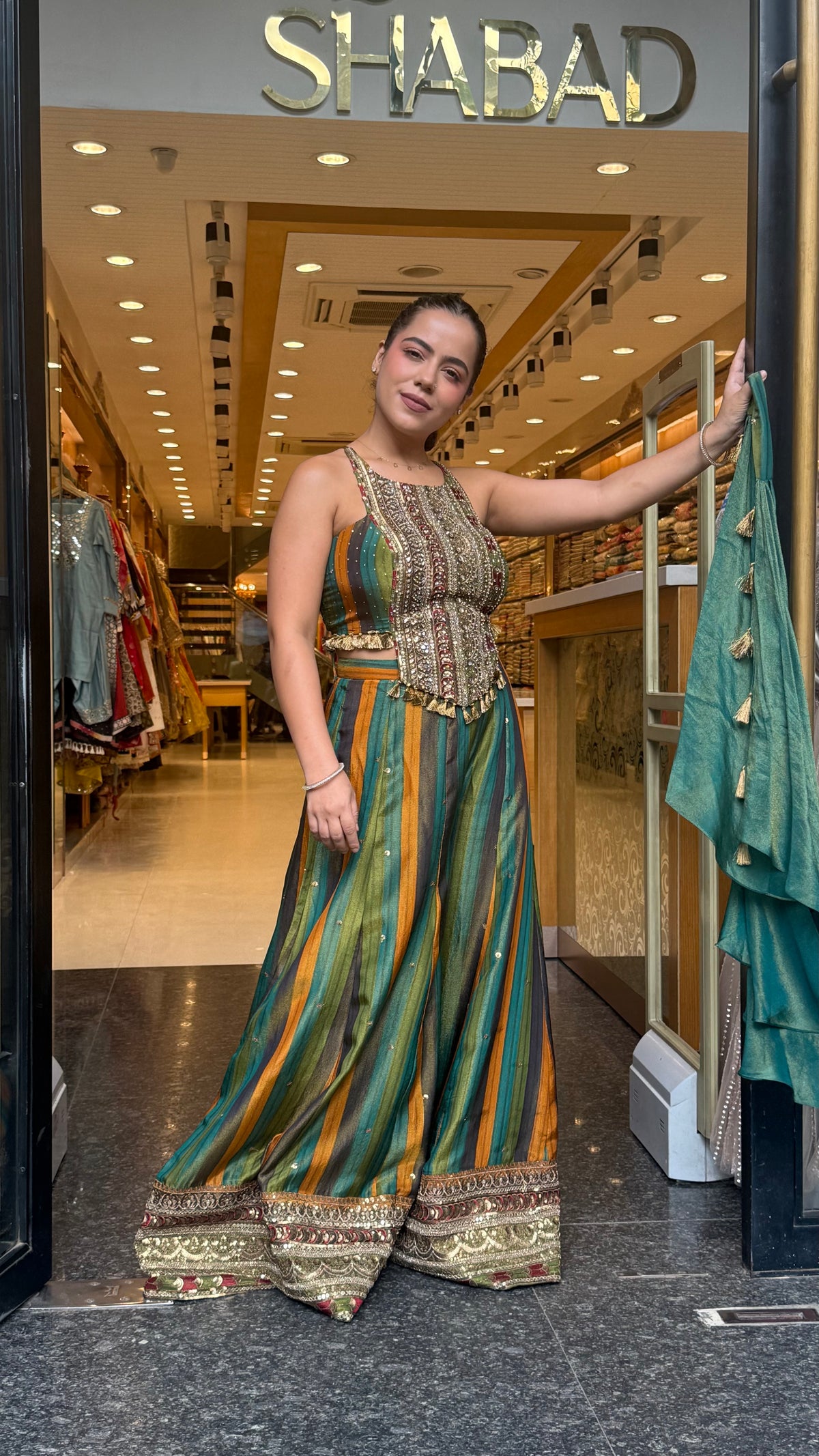 Shimmer Tissue Indo-Western Outfit | Sizes Up to 42