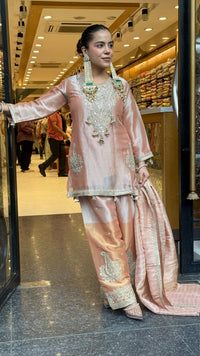 Budget-Friendly Dori Work Suit Set in Shimmer Silk | Sizes Up to 46
