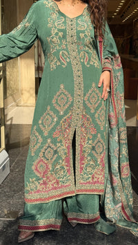 Crepe Digital Print Suit Set with Zari Outline Work for Women