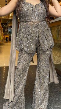 Premium Indo-Western Set in Imported Stretchable Net with Sequin Detailing | Up to Size 40