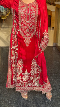 Chinon Embroidered Suit Set with Beads & Thread Work