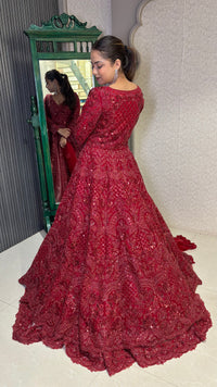 Long jacket lehenga.. pearls cutdana sequin stones work