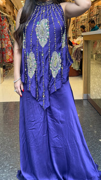 Pure Shimmer Silk Indo-Western with Handwork Thread, Zari, Cutdana & Pearl Embroidery