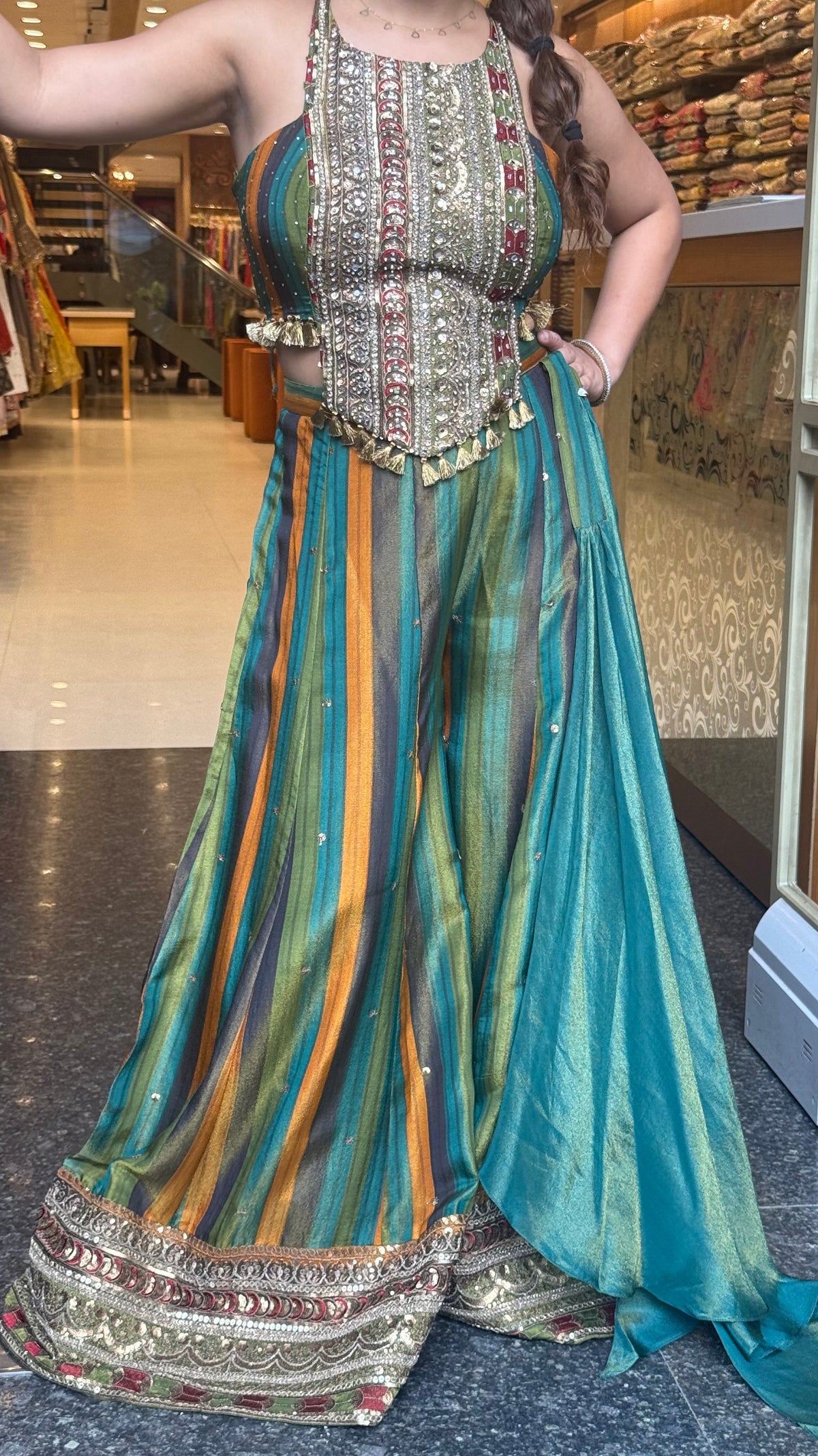 Shimmer Tissue Indo-Western Outfit | Sizes Up to 42