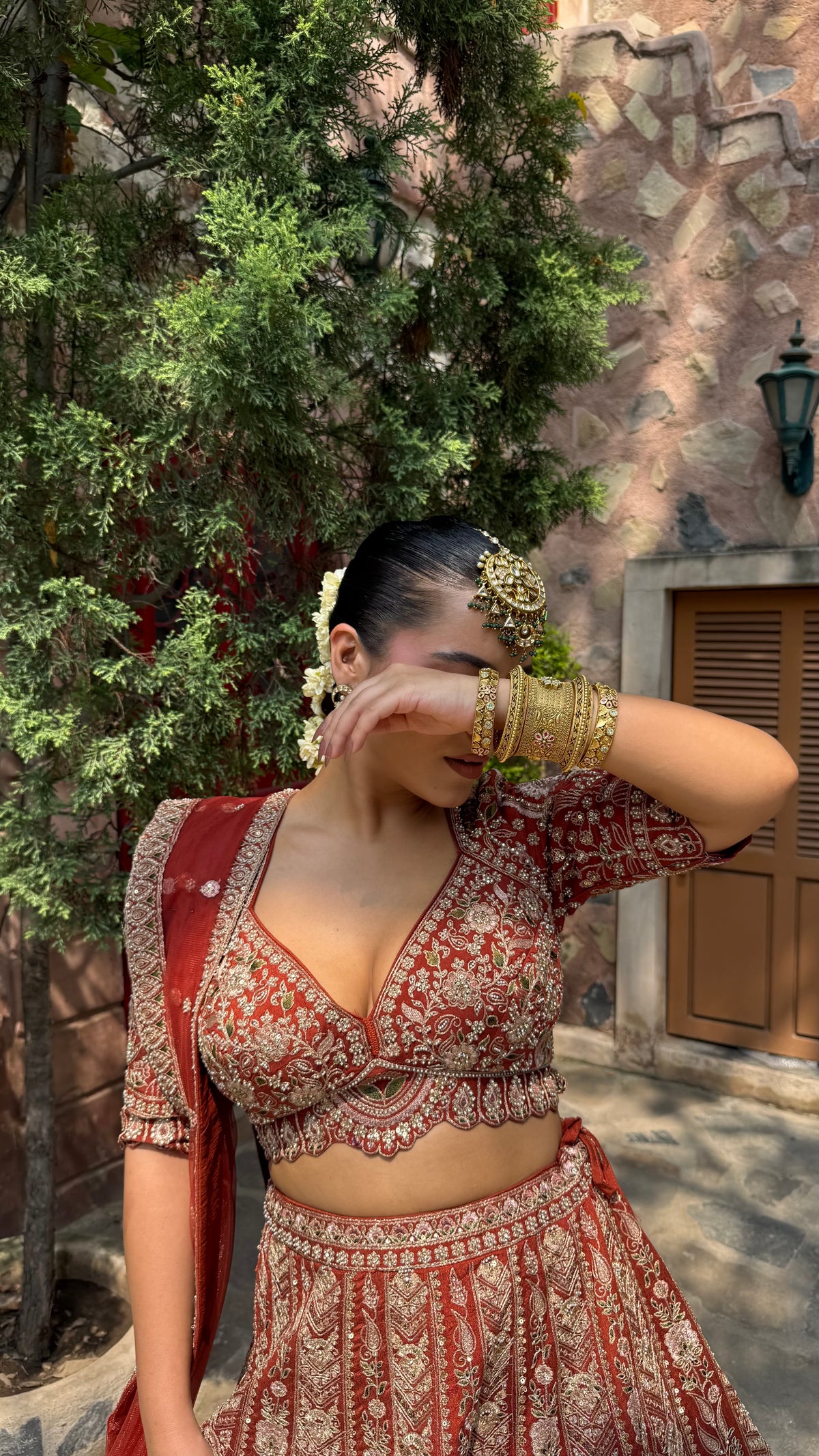 Pure Raw Silk Dori & Thread Embroidered Lehenga with Pearl, Sequin & Stone Detailing