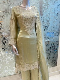Shimmer Silk Suit with Bead Handwork