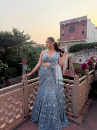 Sequin & Cutdana Handwork Fish-Cut Lehenga