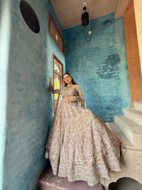Elegant Soft Organza Lehenga with Thread Embroidery, Dori Work, Cutdana Sequins & Pearl Detailing