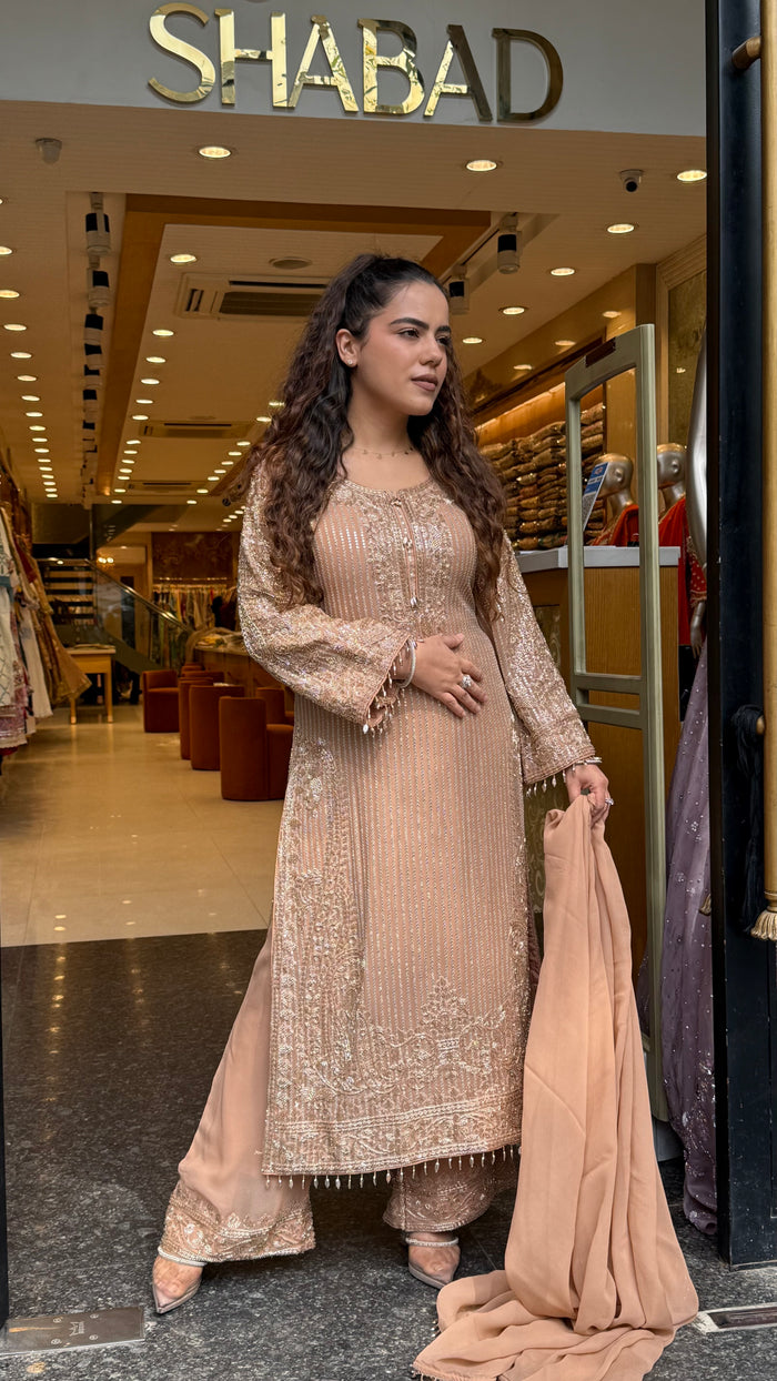 Luxury Georgette Suit Set with Sequin & Hand Bead Work | Premium Designer Ethnic Wear