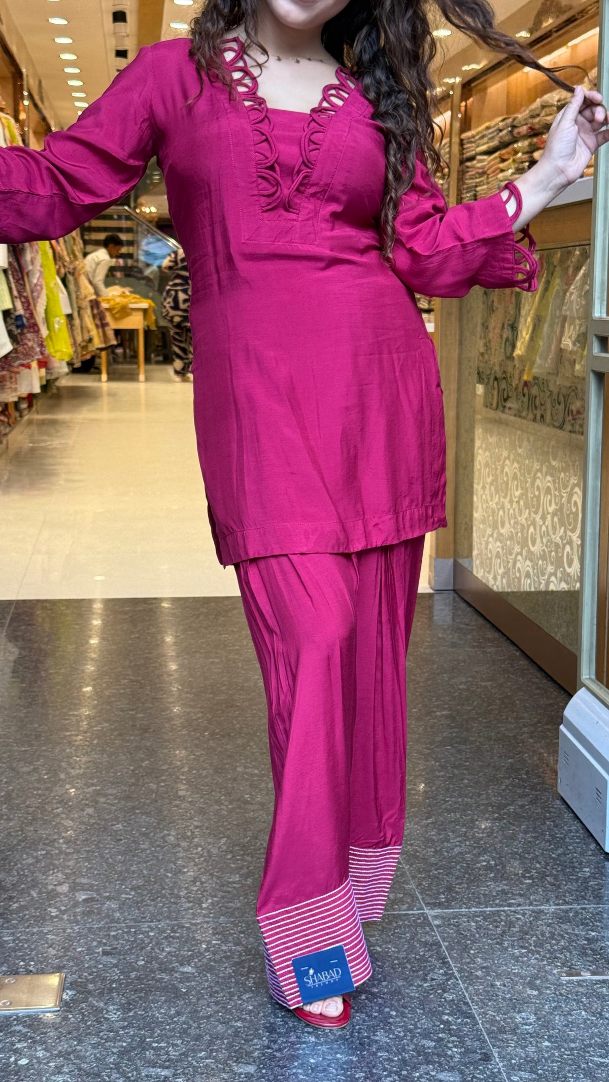 Rayon Cotton Farshi Salwar Co-ord Set with Lace Work Neckline & Sleeves | Women’s Ethnic Wear