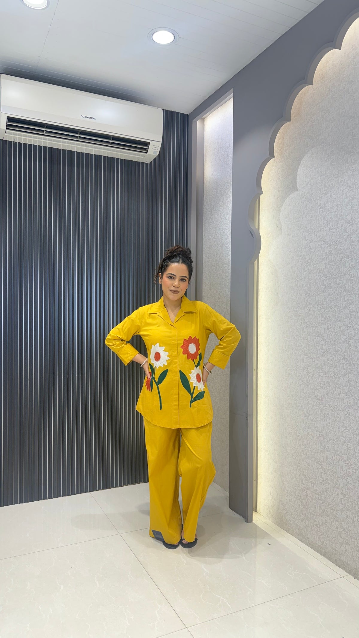 Cotton Co-Ord Set with Appliqué Work
