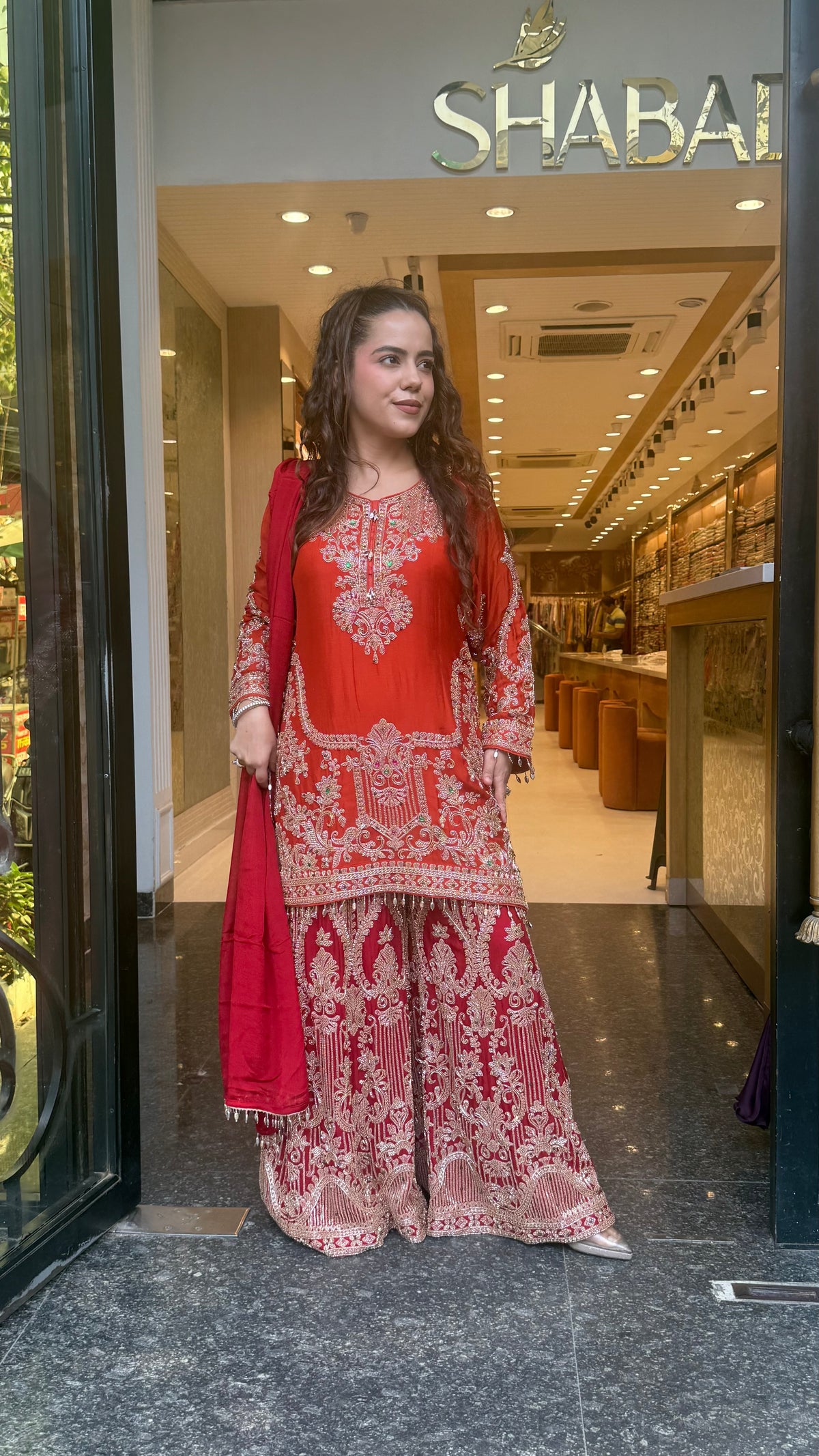 Chinon Suit Set with Beads & Multicolor Stone Work | Sizes Up to 46