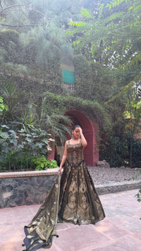 Banarasi Shimmer Silk Lehenga with Thread Hand-Embroidered Blouse