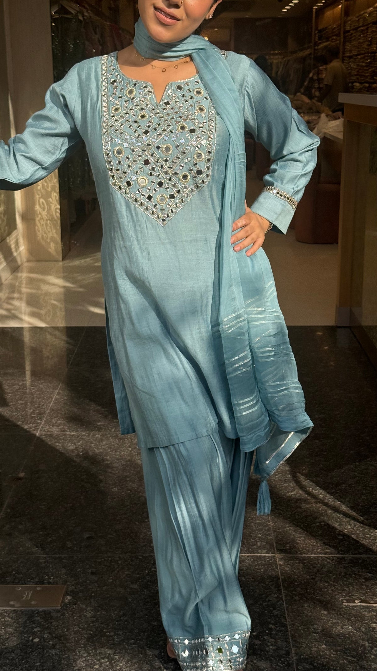 Budget Friendly Maheshwari Cotton Suit with Mirror Work | Up to Size 46