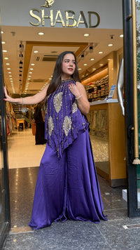 Pure Shimmer Silk Indo-Western with Handwork Thread, Zari, Cutdana & Pearl Embroidery