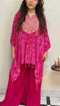 Bandhani Print Crepe Co-ord Set with Dori, Pearl, Sequin & Mirror Work