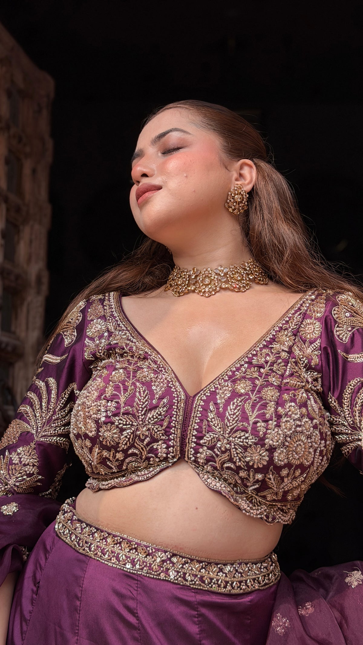 Designer Tafta Silk Lehenga with Thread Embroidery, Beads, Sequins & Pearl Work