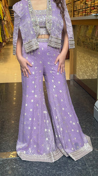 Banarsi Shimmer Indo-Western Set with Handwork Mirror Jacket | Upto Size 40