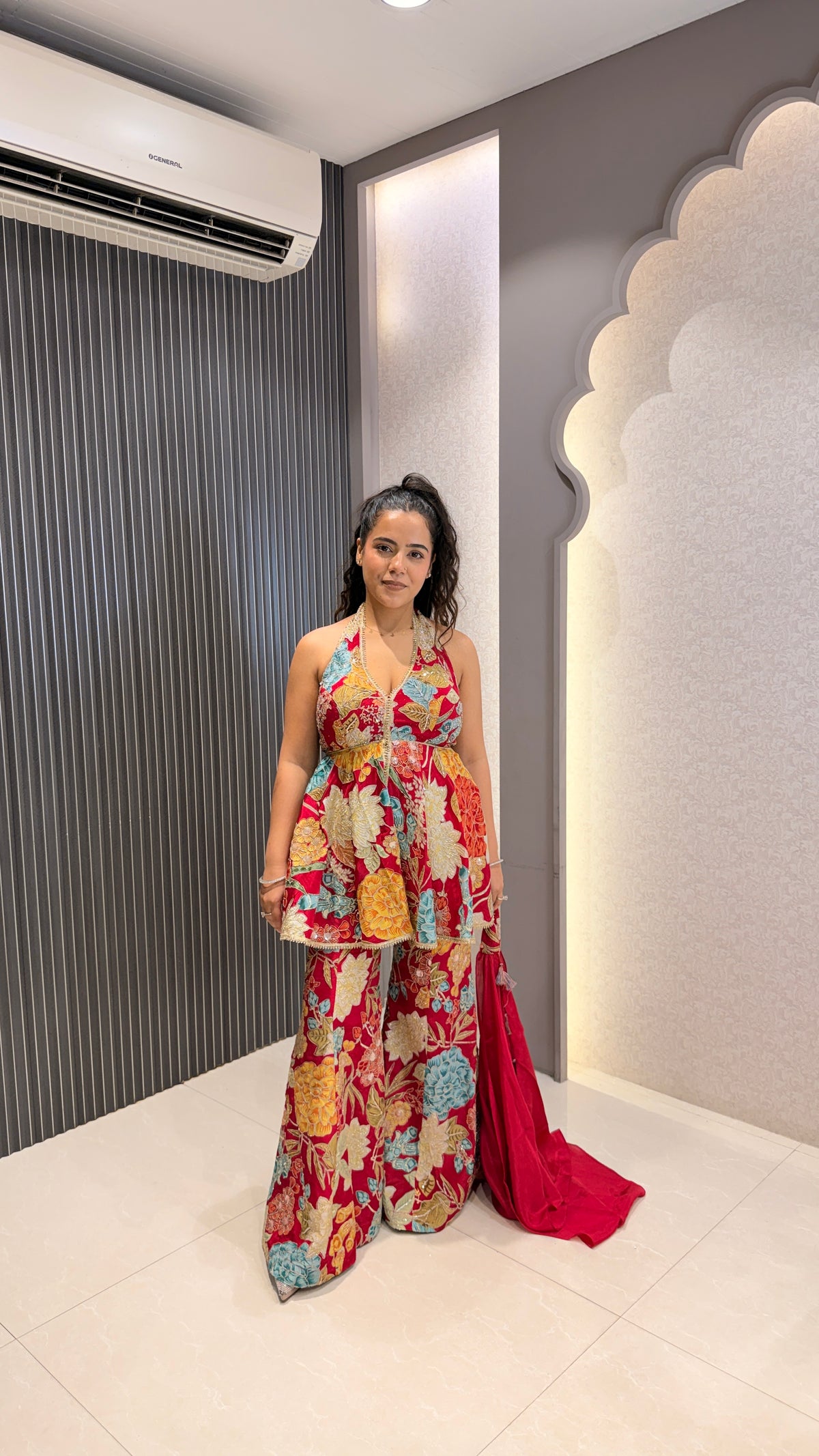 Digital Print Suit Set with Swarovski, Zari & Sequin Work