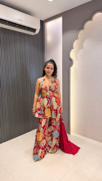 Digital Print Suit Set with Swarovski, Zari & Sequin Work
