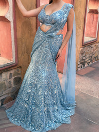 Sequin & Cutdana Handwork Fish-Cut Lehenga