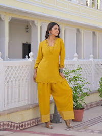 Rayon Cotton Farshi Salwar Coord Set with Lace Work