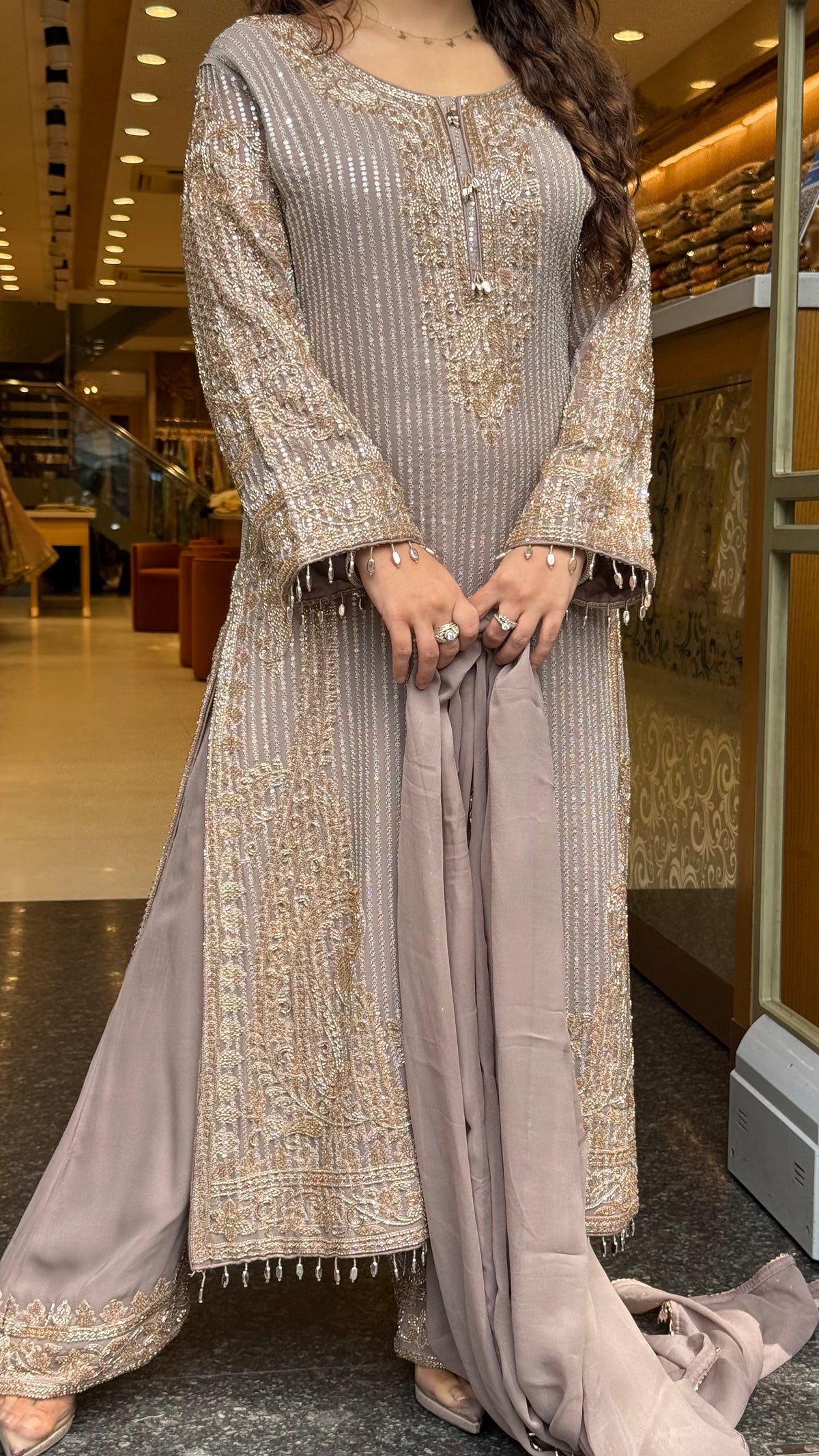 Luxury Georgette Suit Set with Sequin & Hand Bead Work | Premium Designer Ethnic Wear