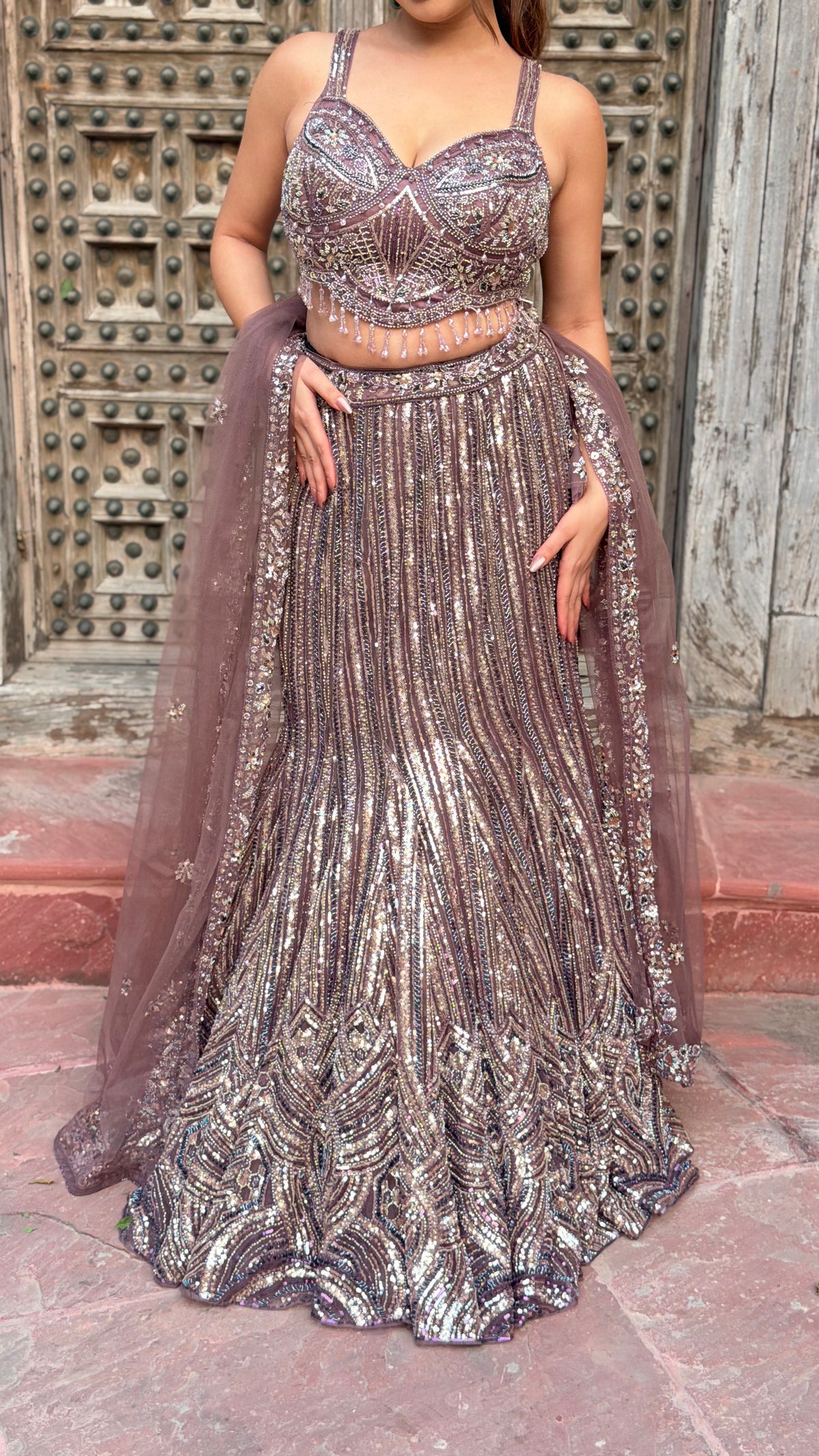 Elegant Sequence Work Fishcut Lehenga with Handwork Blouse